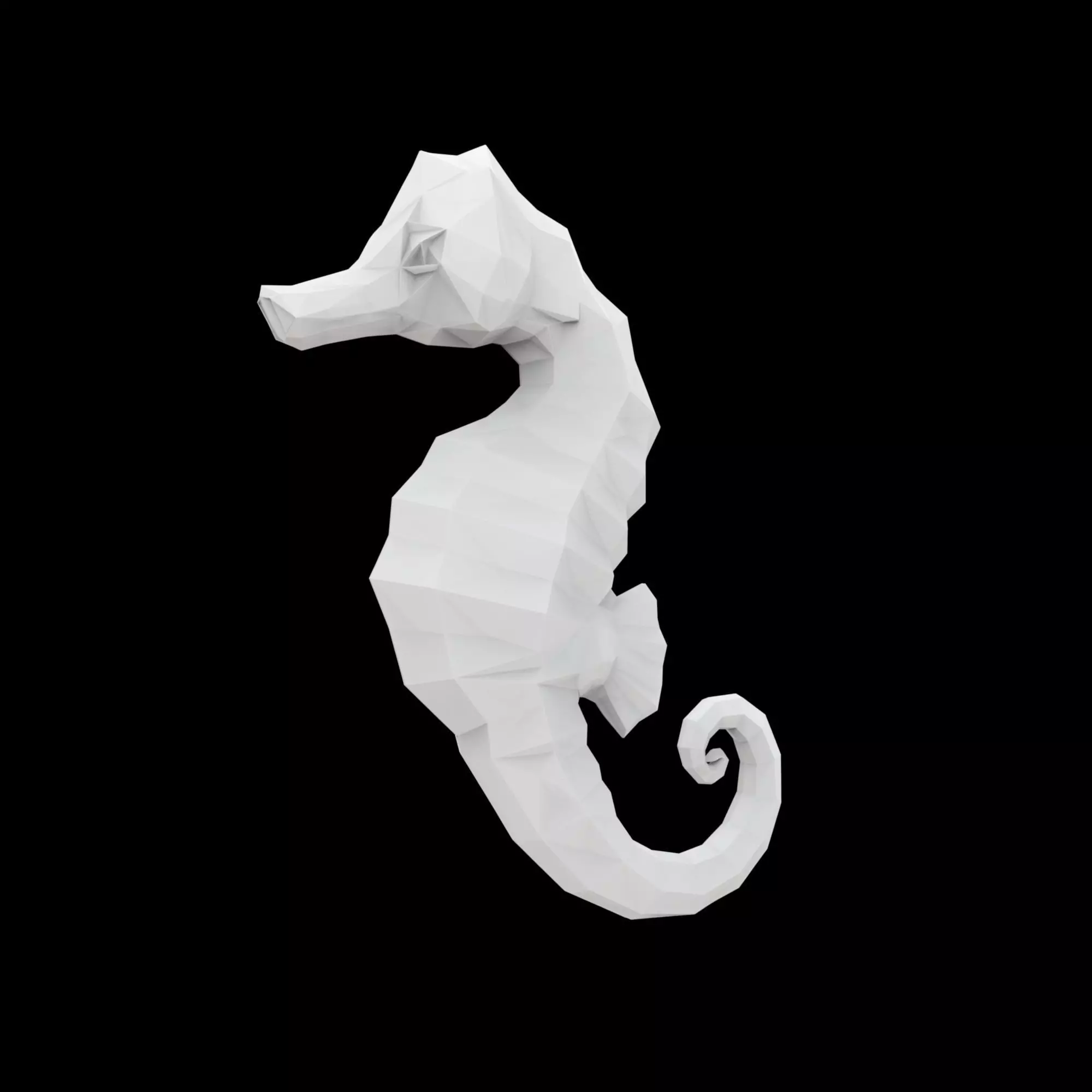 Geometric Seahorse Sculpture 3D Print Model 3D print model_1