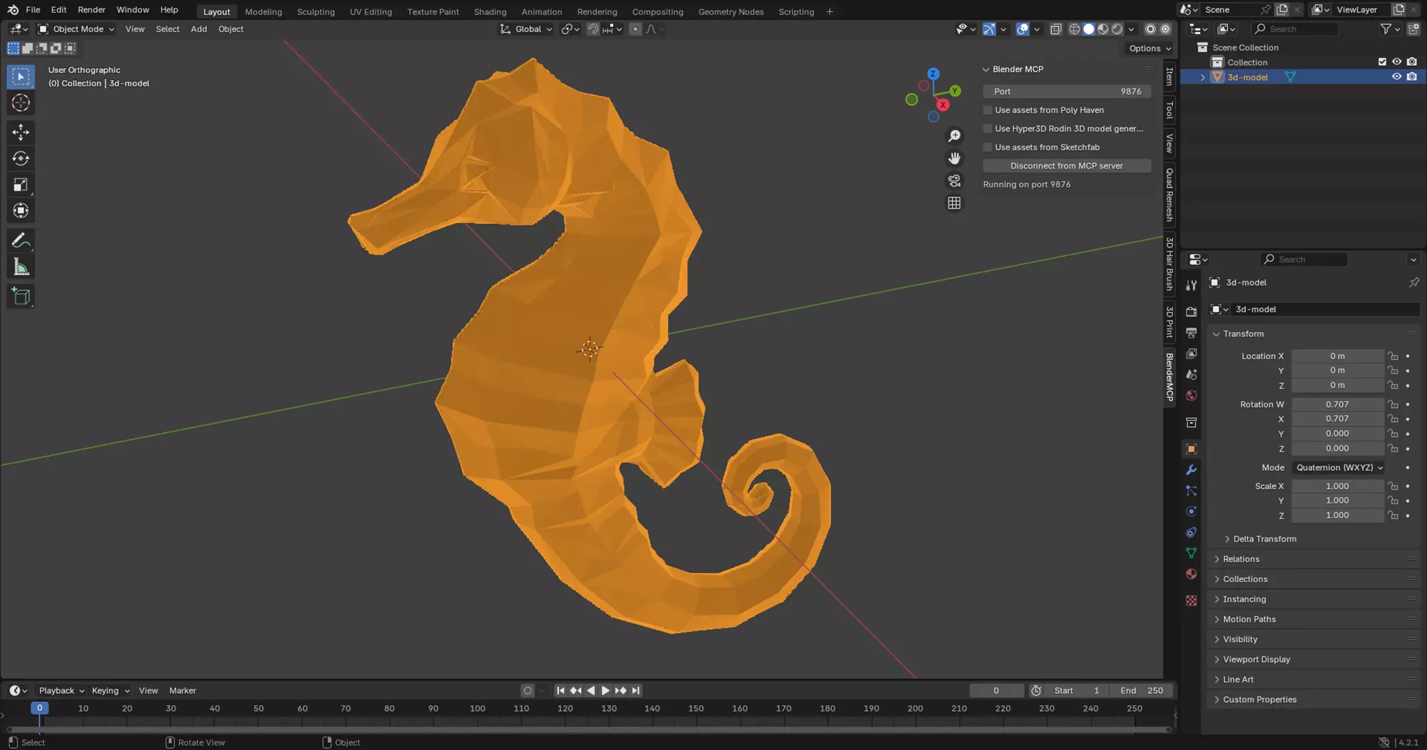 Geometric Seahorse Sculpture 3D Print Model 3D print model_5