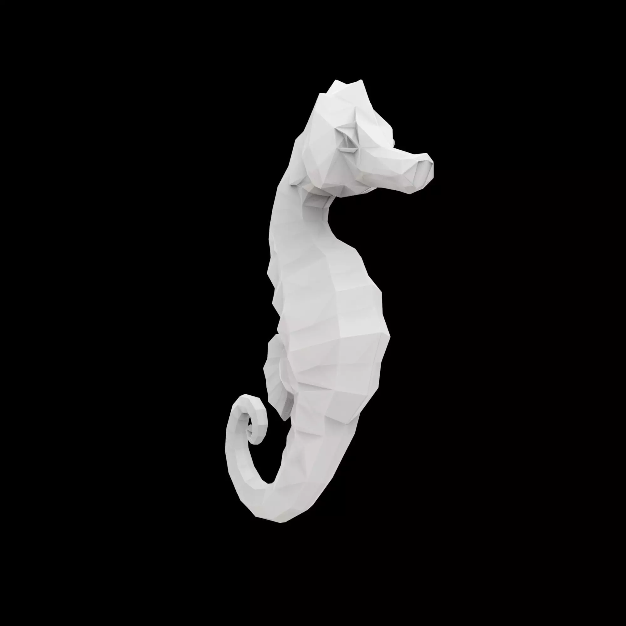 Geometric Seahorse Sculpture 3D Print Model 3D print model_4