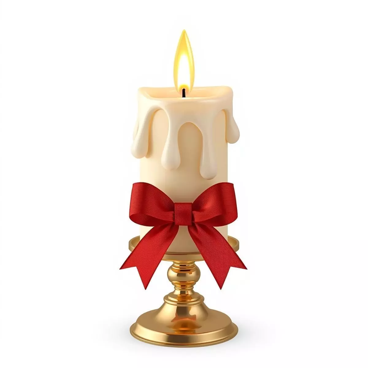 Christmas Pillar Candle 3D Model Elegant Holiday Decor Low-poly 3D model_0