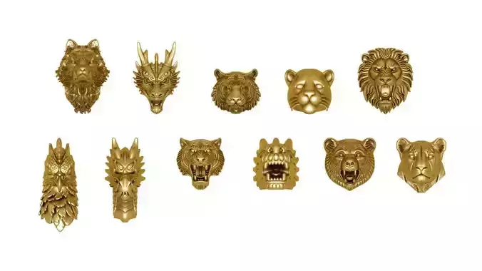   11 animal heads