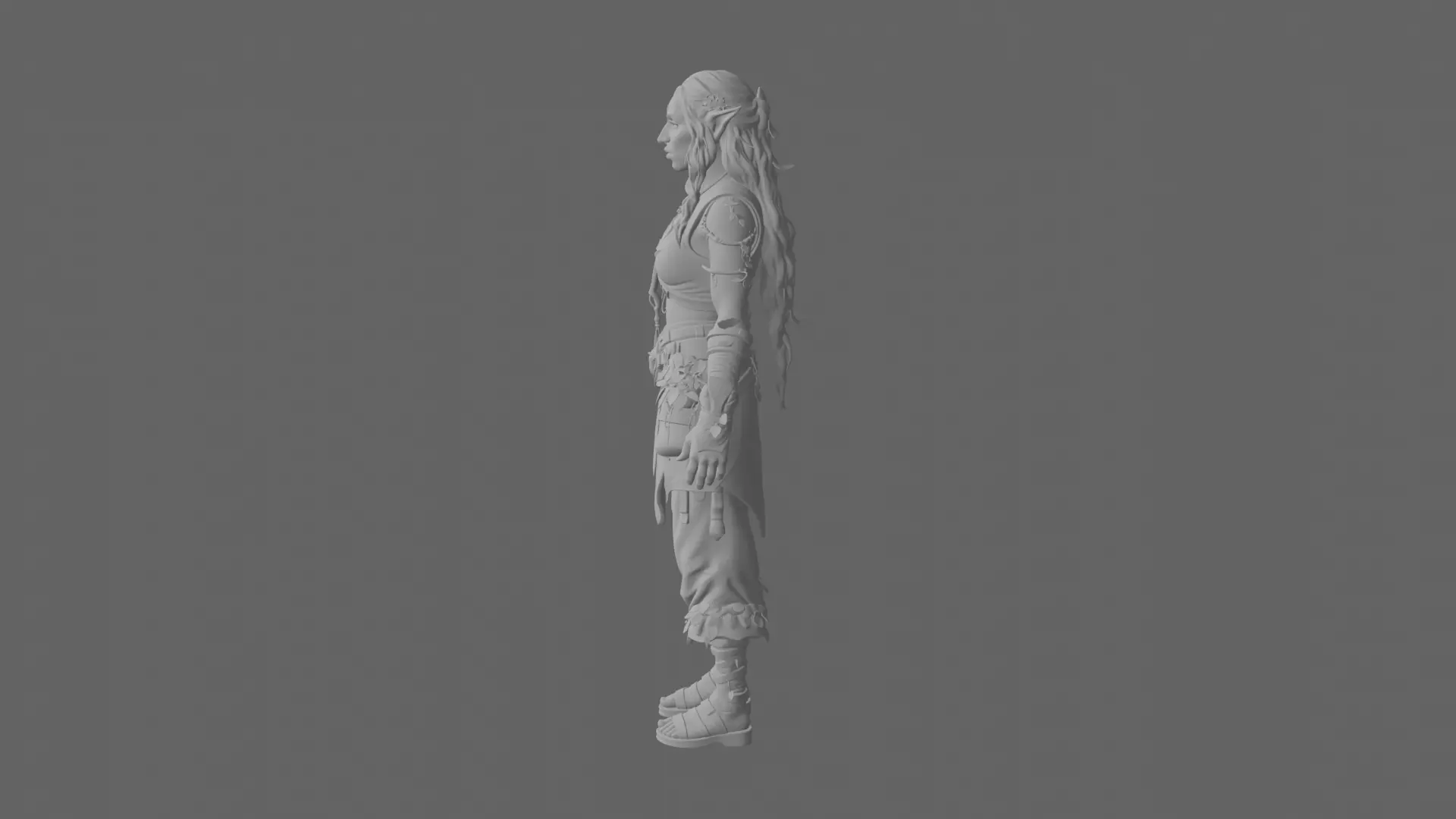 Highly Detailed 3D Model of Earthy Night Elf Herbalist in WoW 3D model_7