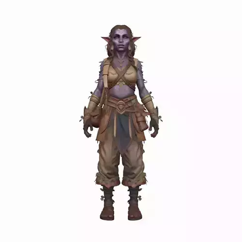 Highly Detailed 3D Model of Earthy Night Elf Herbalist in WoW