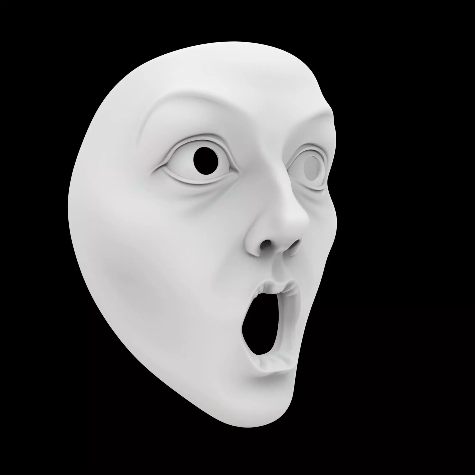 Shocked With Open Eyes Mask 3D Print Model 3D print model
