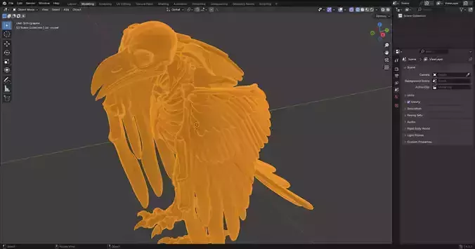Skeleton Raven 3D Print Model