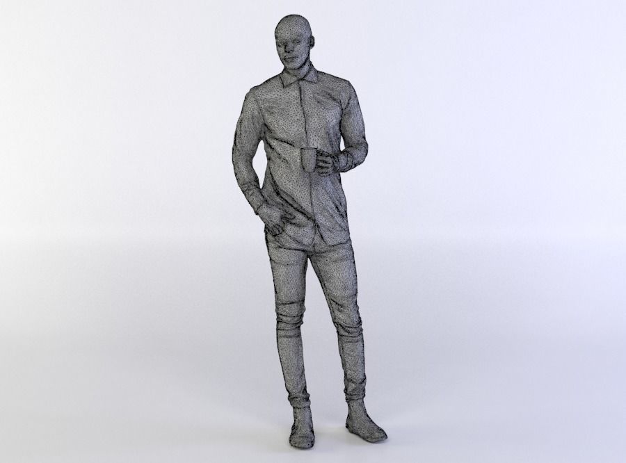 Andrew 0324 Man Standing Casually holding Cup 3D model_4