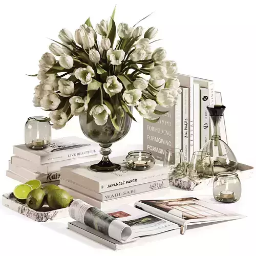  White Tulips Tabletop Decor set22