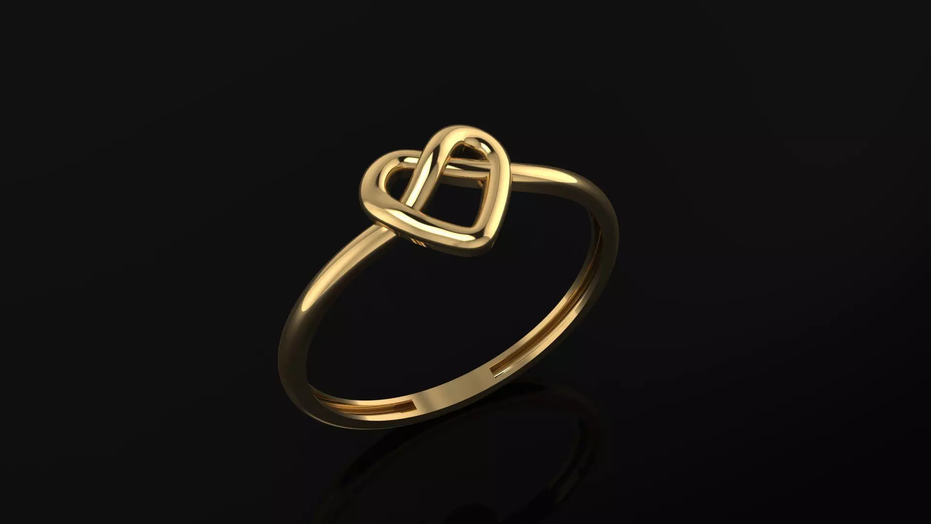 Minimalist heart ring 3D model_0