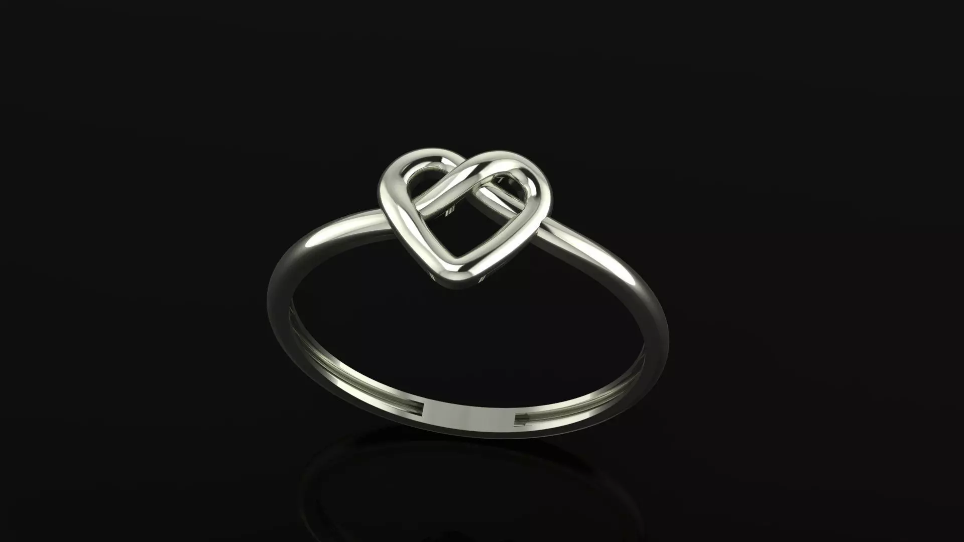 Minimalist heart ring 3D model_2