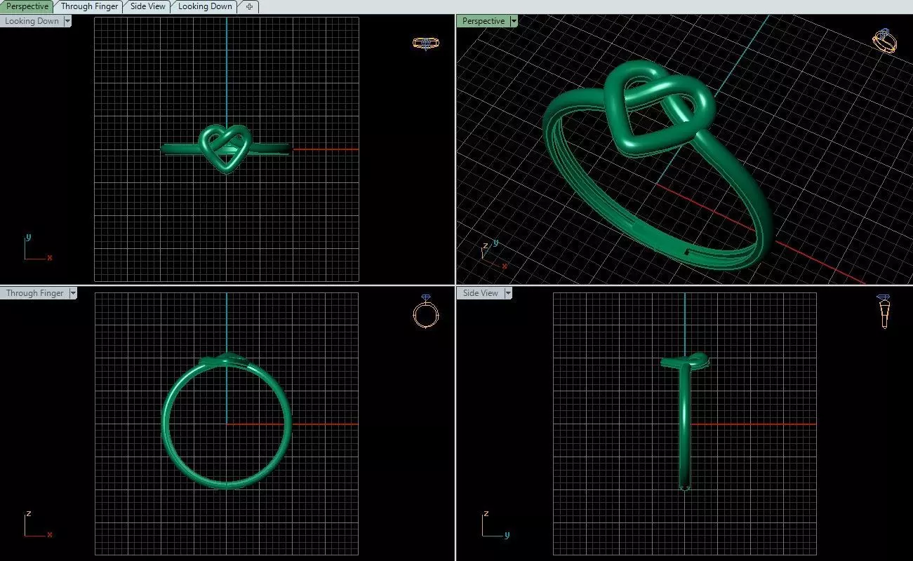 Minimalist heart ring 3D model_3