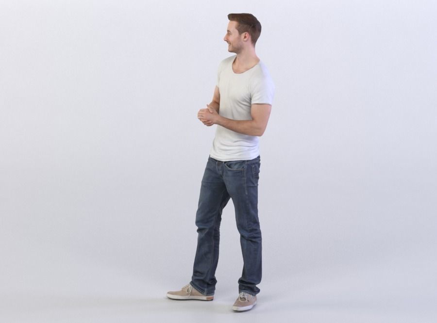 Aaron 0402 Man Standing, Rubbing hands 3D model_1