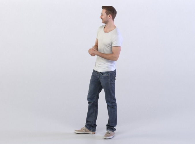 Aaron 0402 Man Standing, Rubbing hands