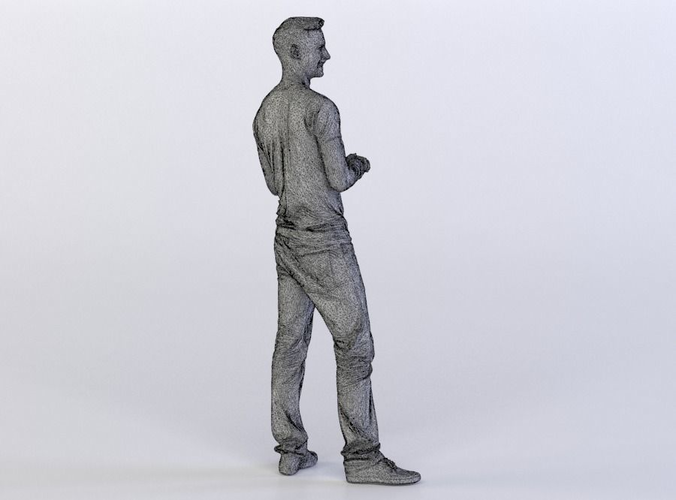 Aaron 0402 Man Standing, Rubbing hands