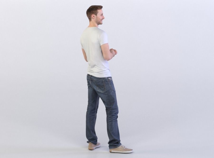 Aaron 0402 Man Standing, Rubbing hands 3D model_3