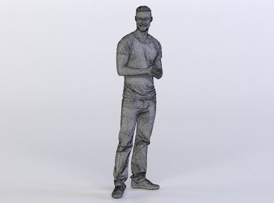 Aaron 0402 Man Standing, Rubbing hands 3D model_4