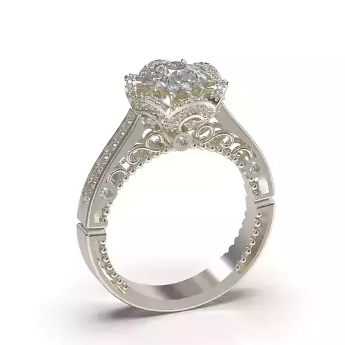 Solitaire Ring for Women Moissanite with Accent Stones