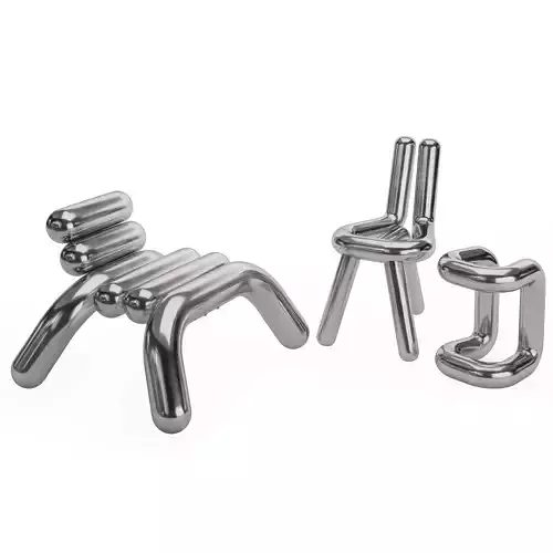 chrome chair set 3D model