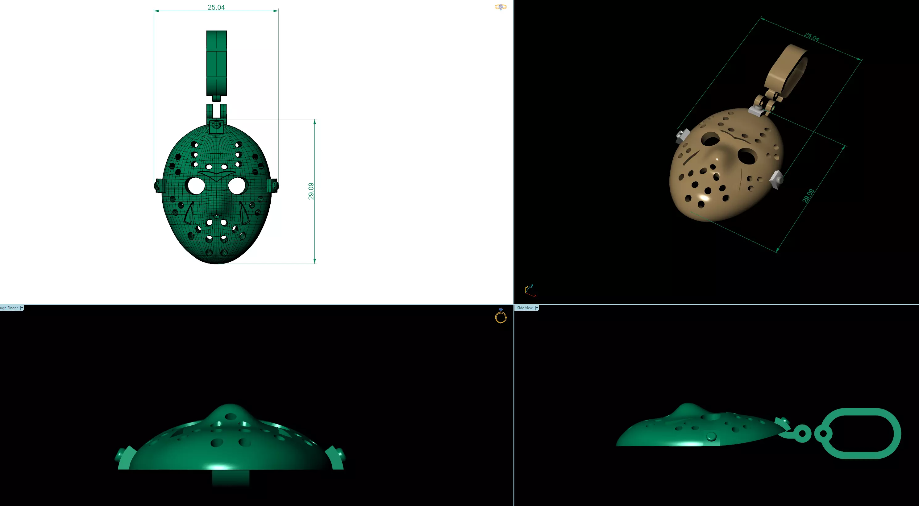 JASON MASK PENDANT GOLD 3D print model_2