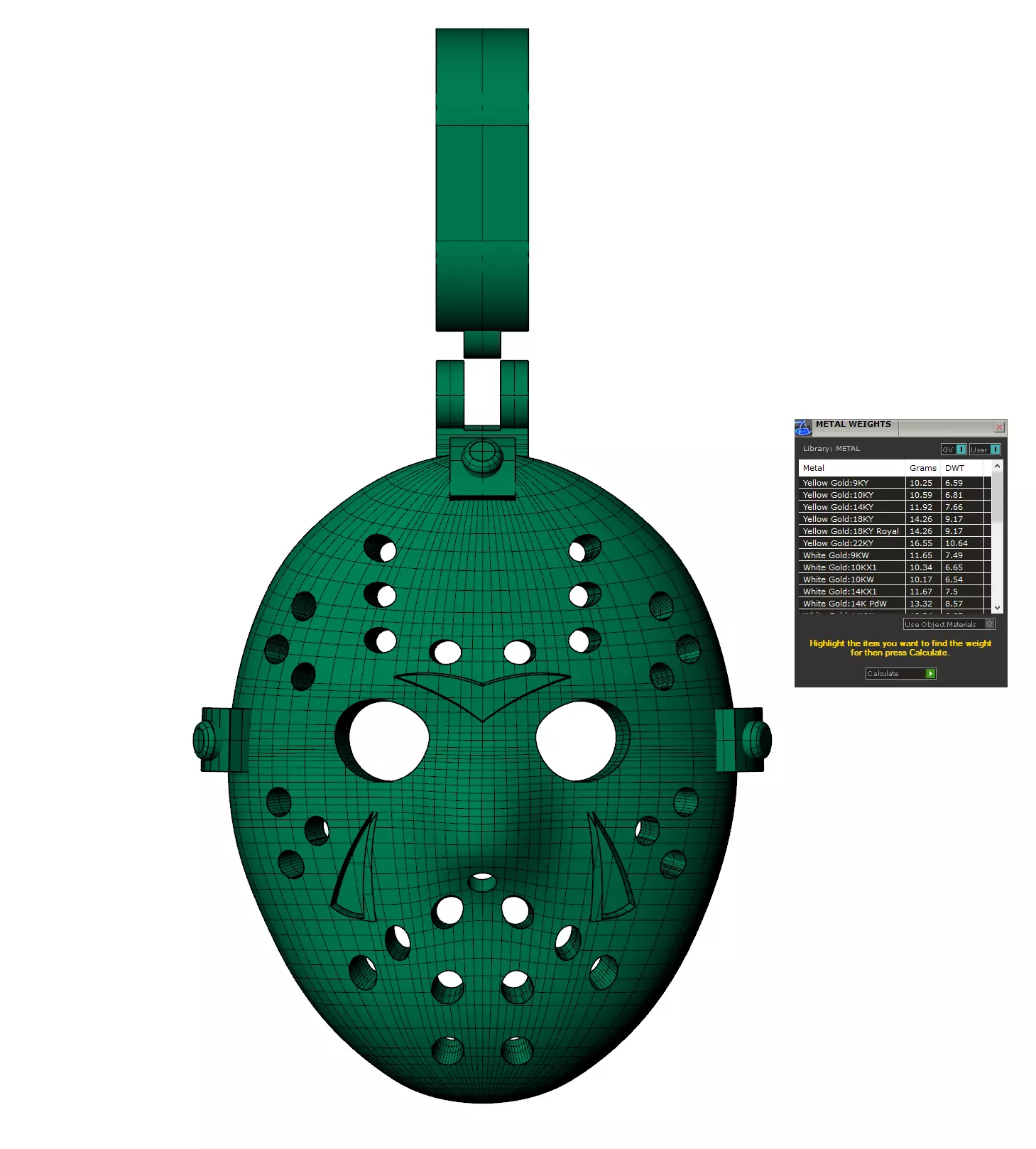 JASON MASK PENDANT GOLD 3D print model_3