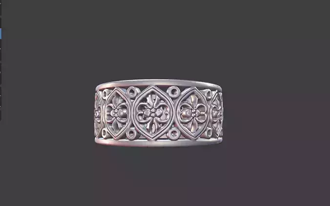 Gothic Floral Filigree Silver Band