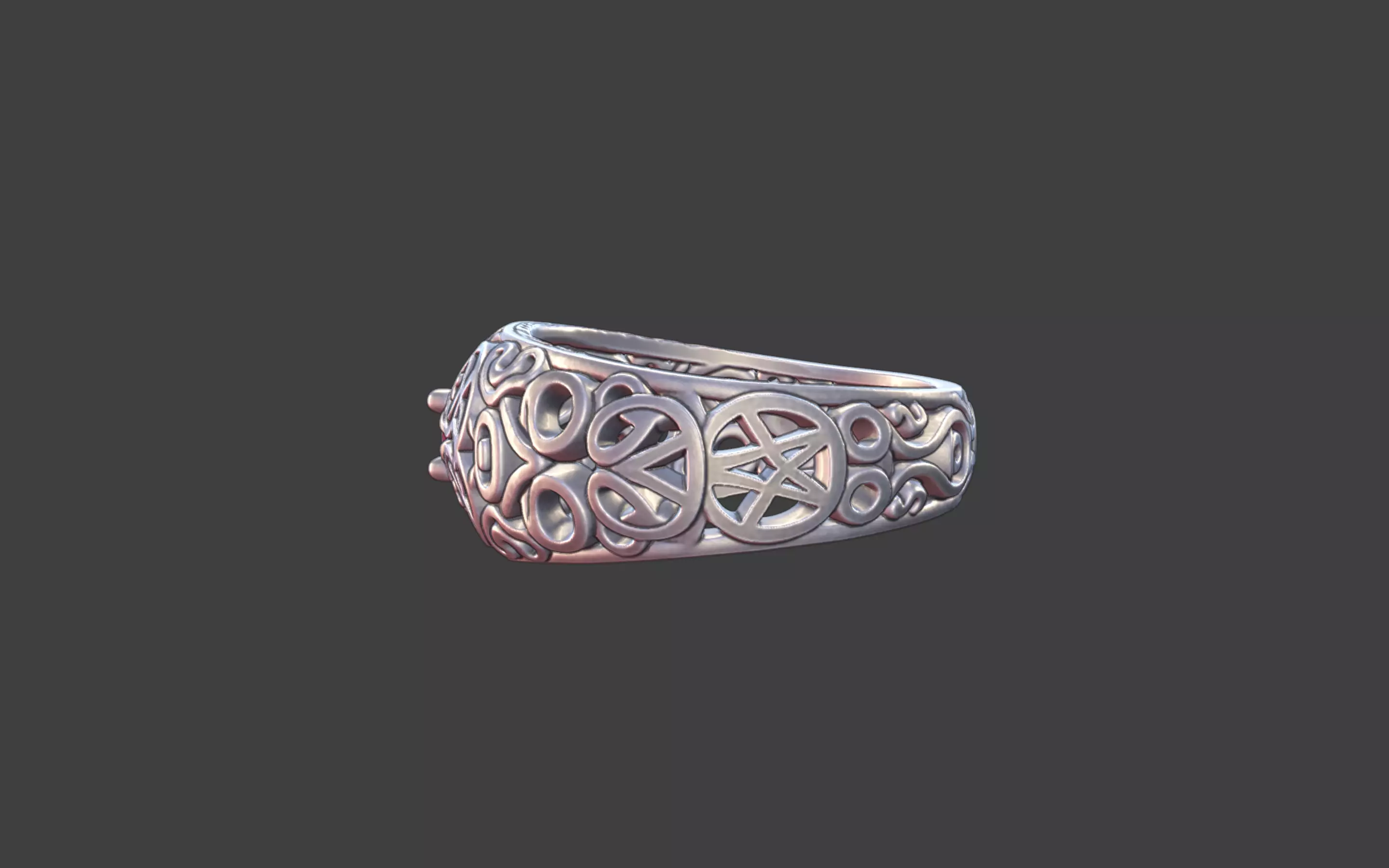Filigree Silver Ring with Small Faceted Gem 3D print model_6