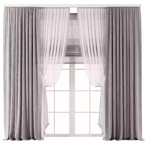 Gray Linen Double Layer Curtains
