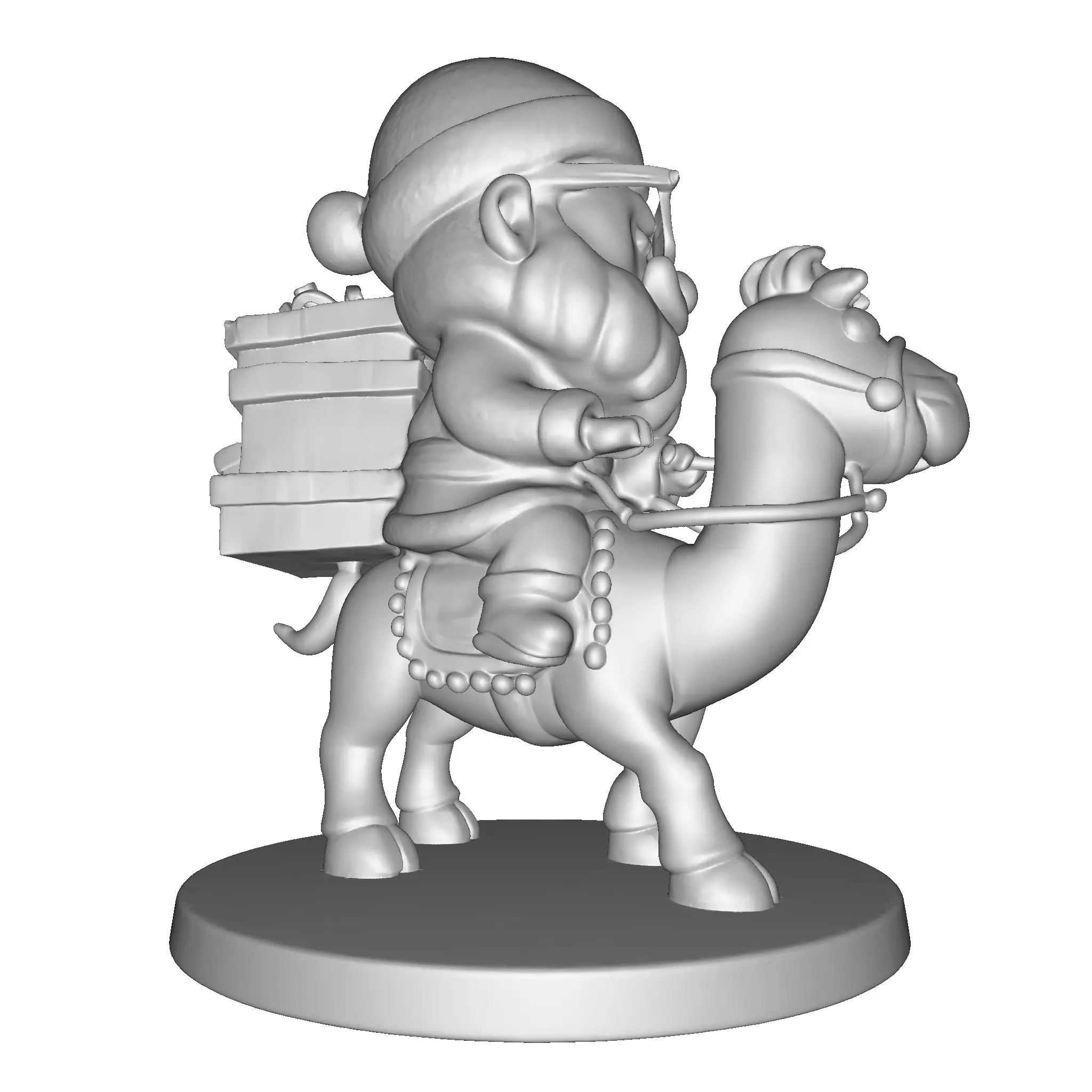 High Poly Santa Claus on Camel 3D Printable Figurine 3D print model_27