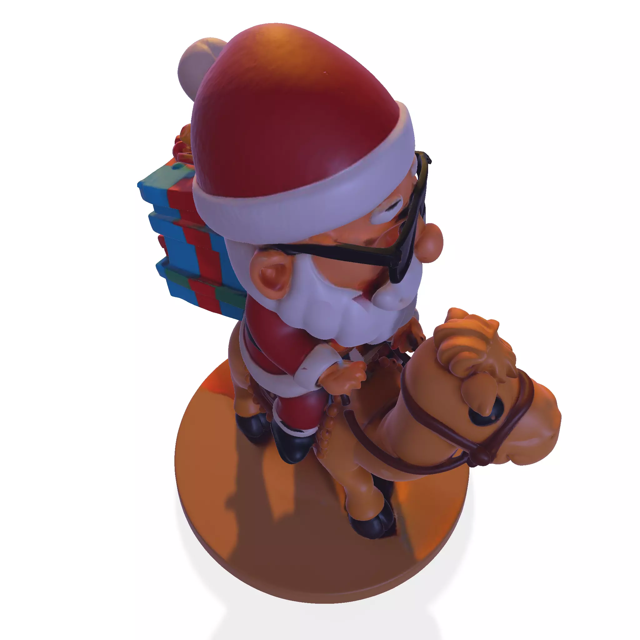High Poly Santa Claus on Camel 3D Printable Figurine 3D print model_11