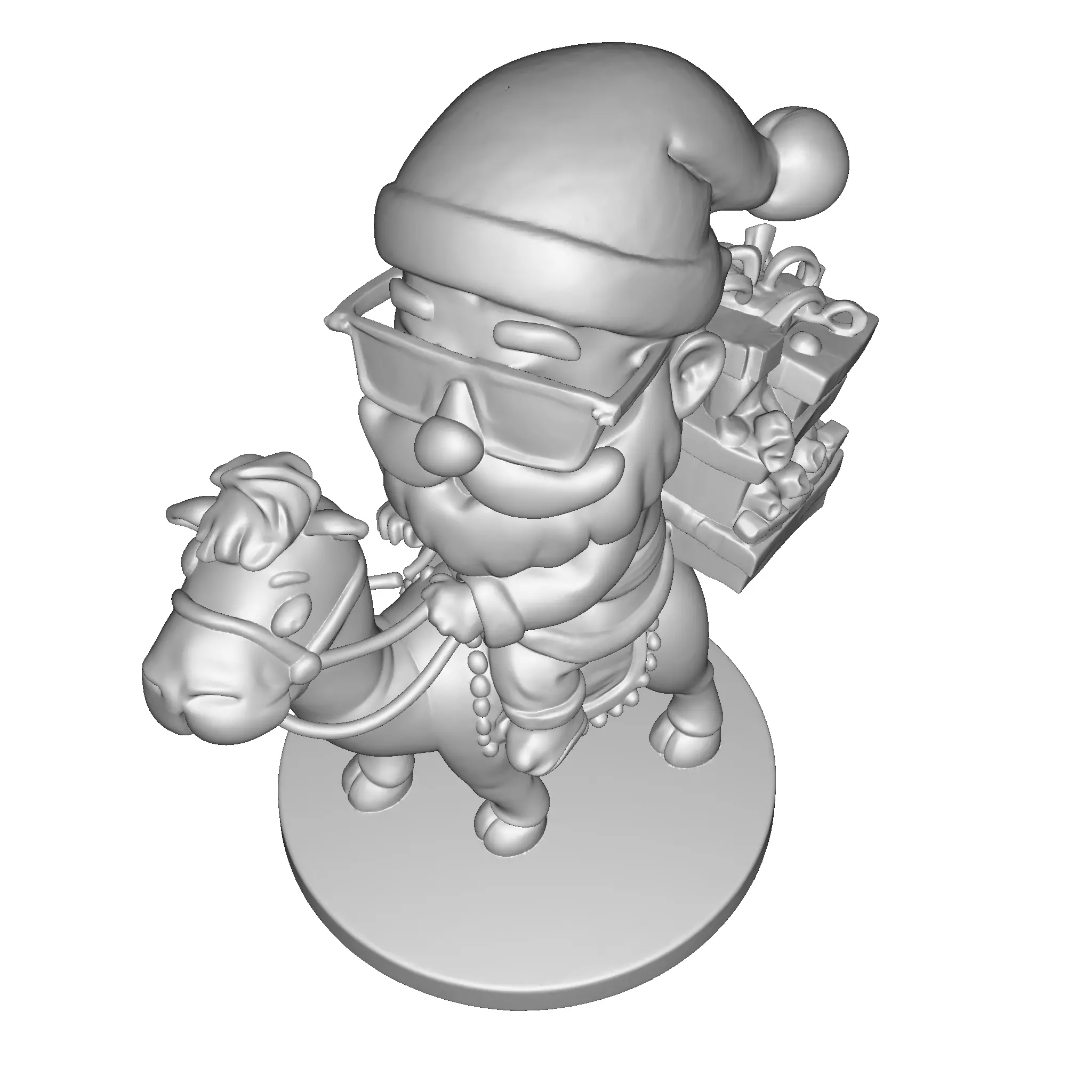 High Poly Santa Claus on Camel 3D Printable Figurine 3D print model_25