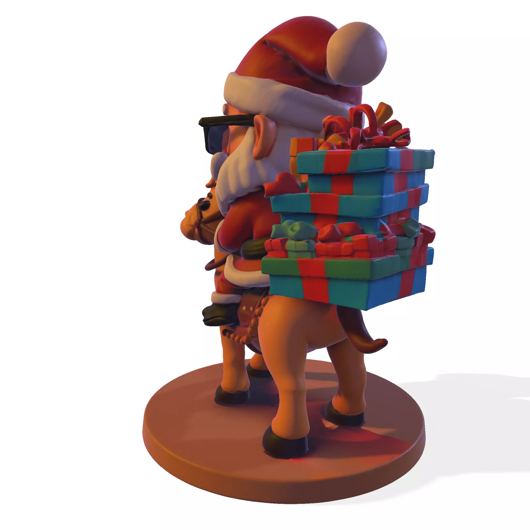 High Poly Santa Claus on Camel 3D Printable Figurine 3D print model_6