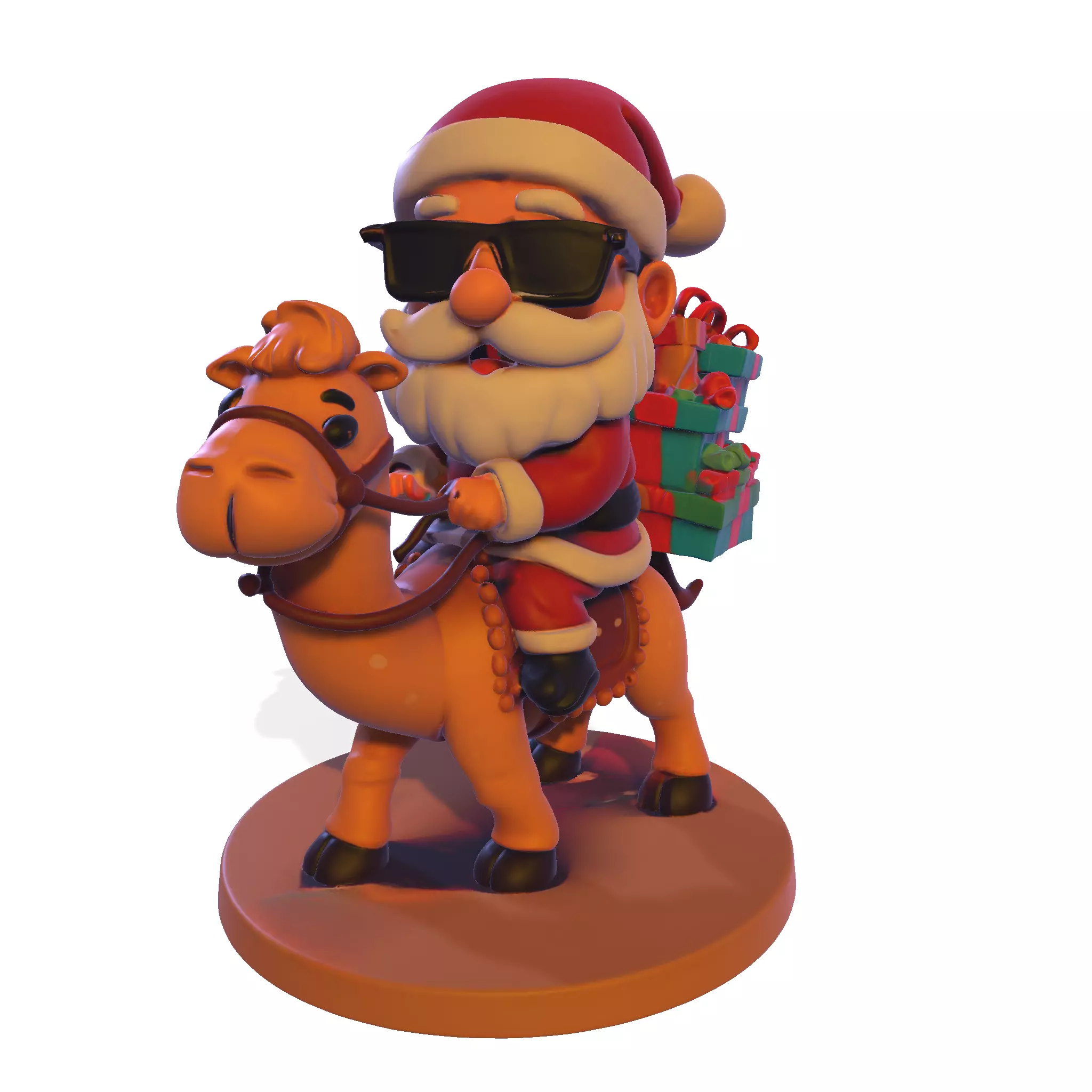 High Poly Santa Claus on Camel 3D Printable Figurine 3D print model_8