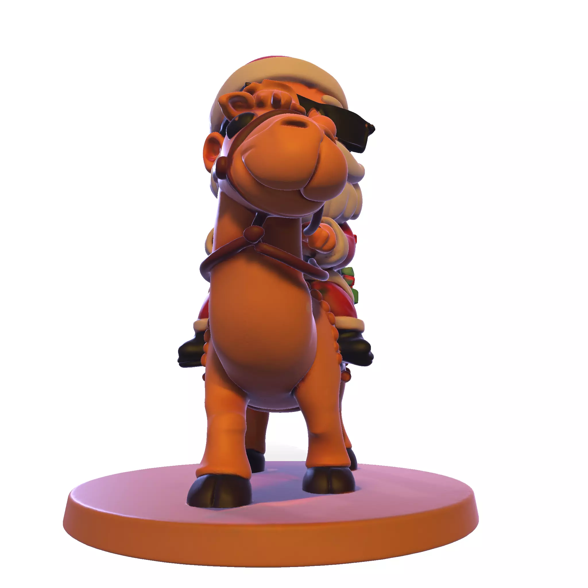 High Poly Santa Claus on Camel 3D Printable Figurine 3D print model_1