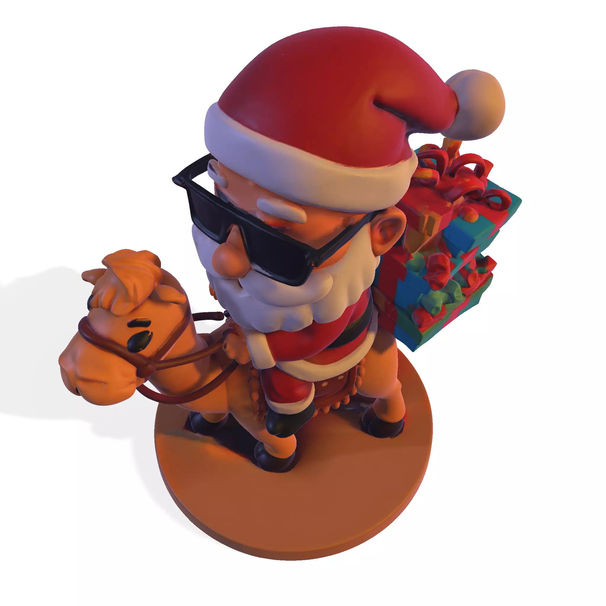 High Poly Santa Claus on Camel 3D Printable Figurine 3D print model_9