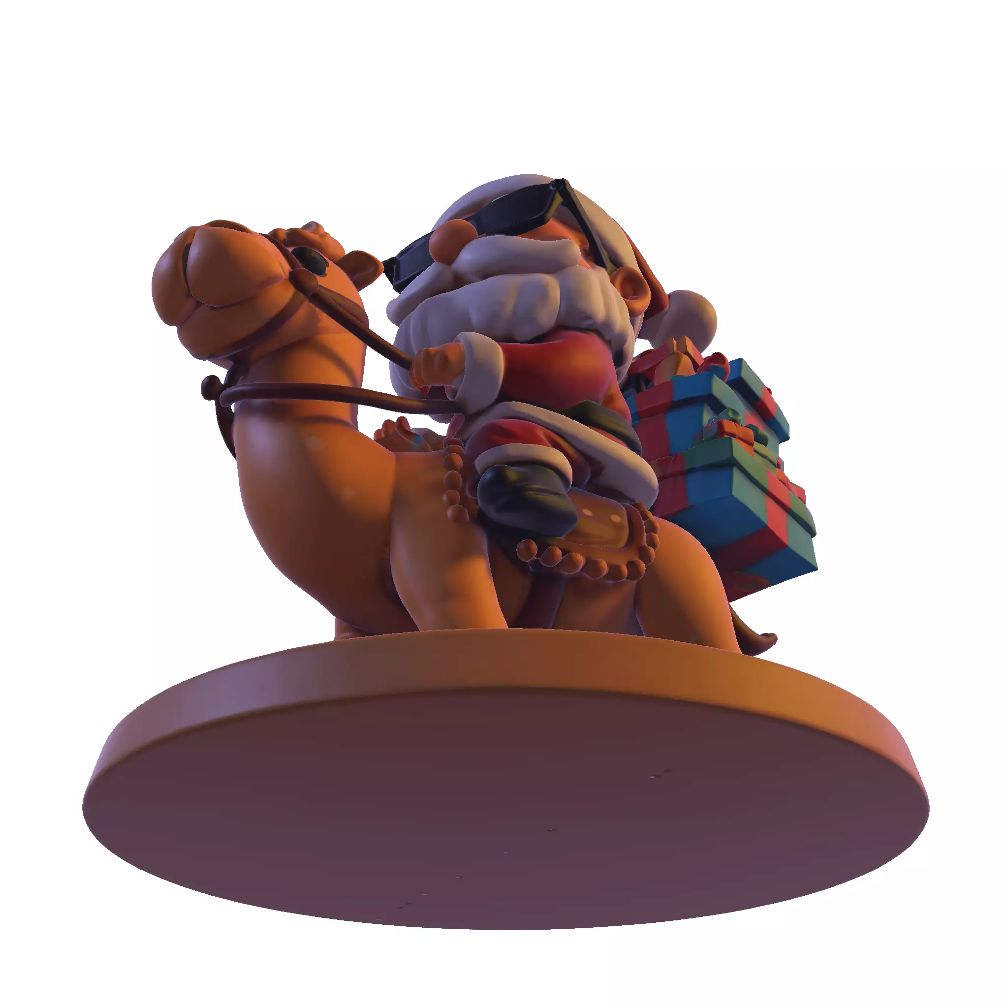 High Poly Santa Claus on Camel 3D Printable Figurine 3D print model_15