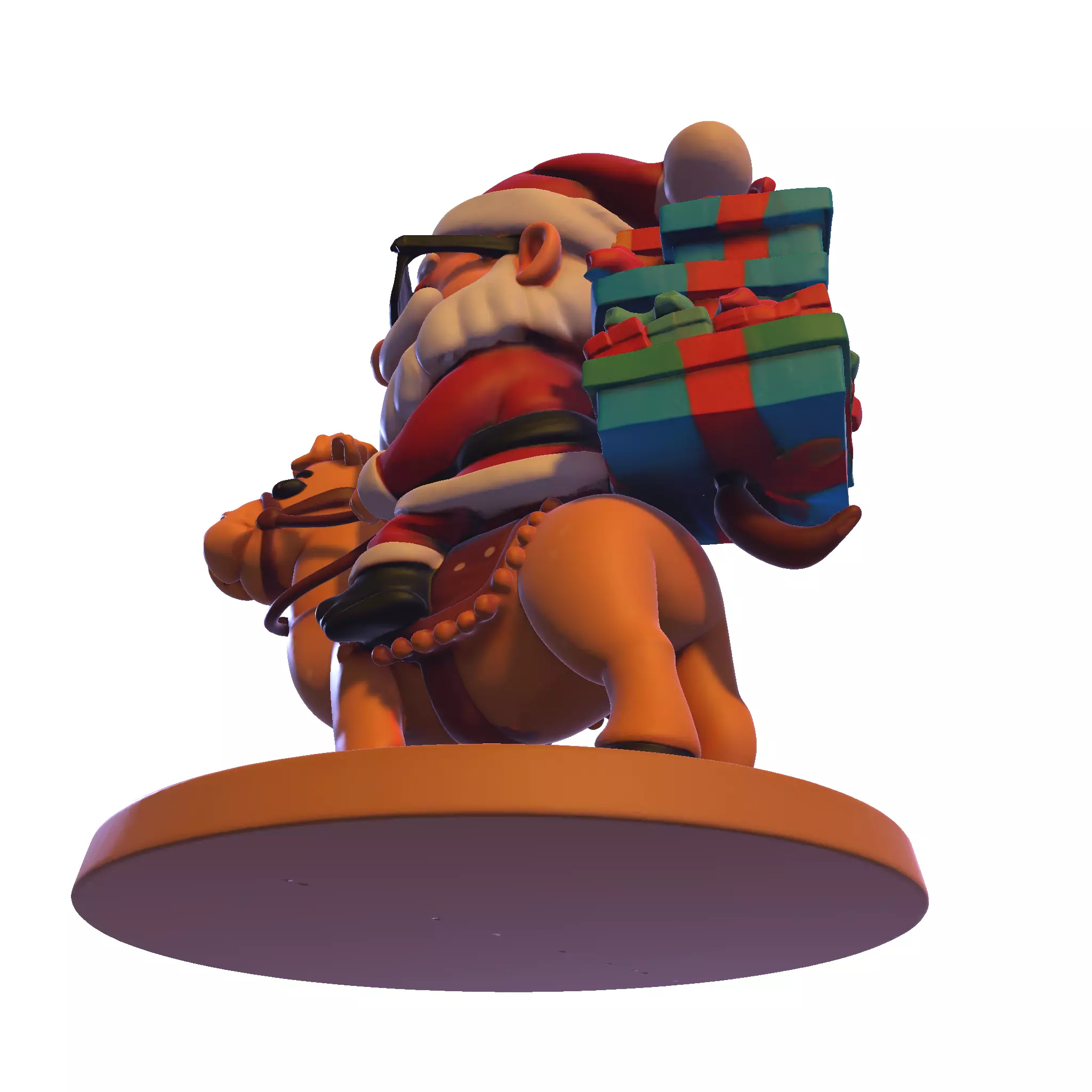 High Poly Santa Claus on Camel 3D Printable Figurine 3D print model_19
