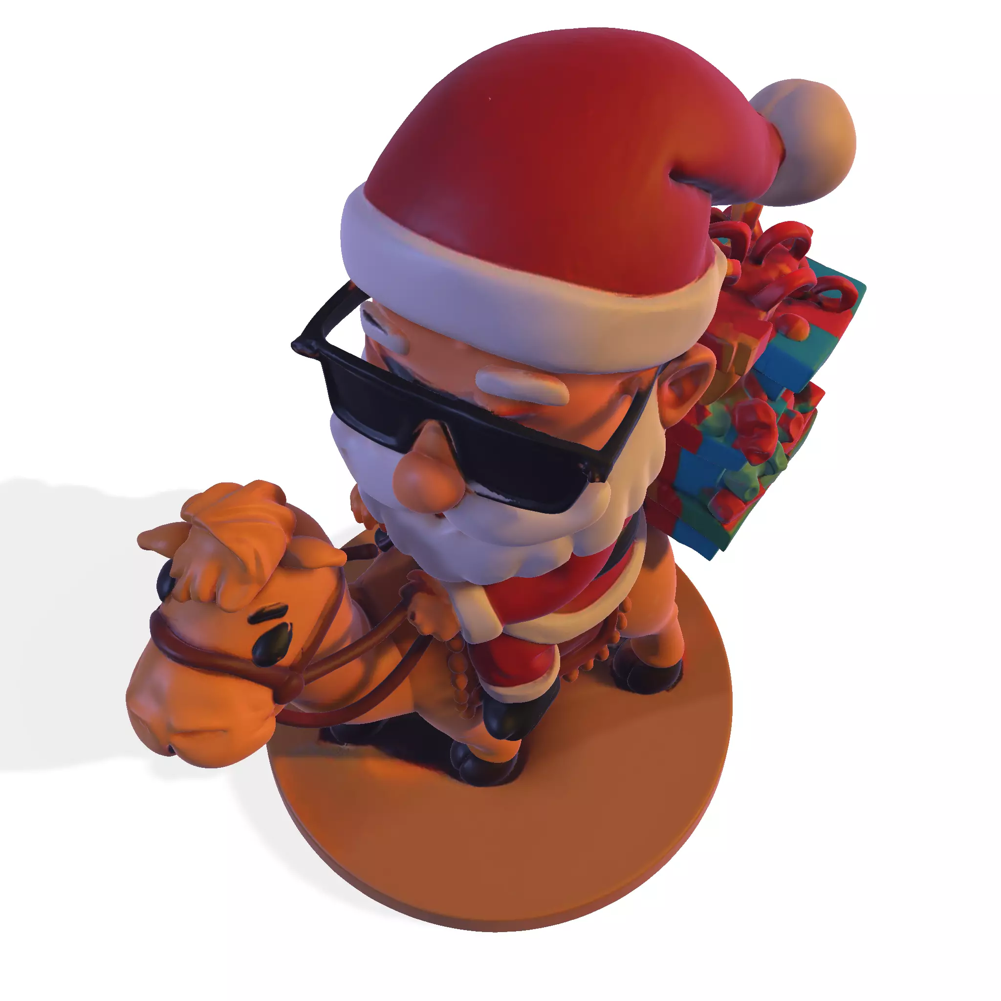 High Poly Santa Claus on Camel 3D Printable Figurine 3D print model_20