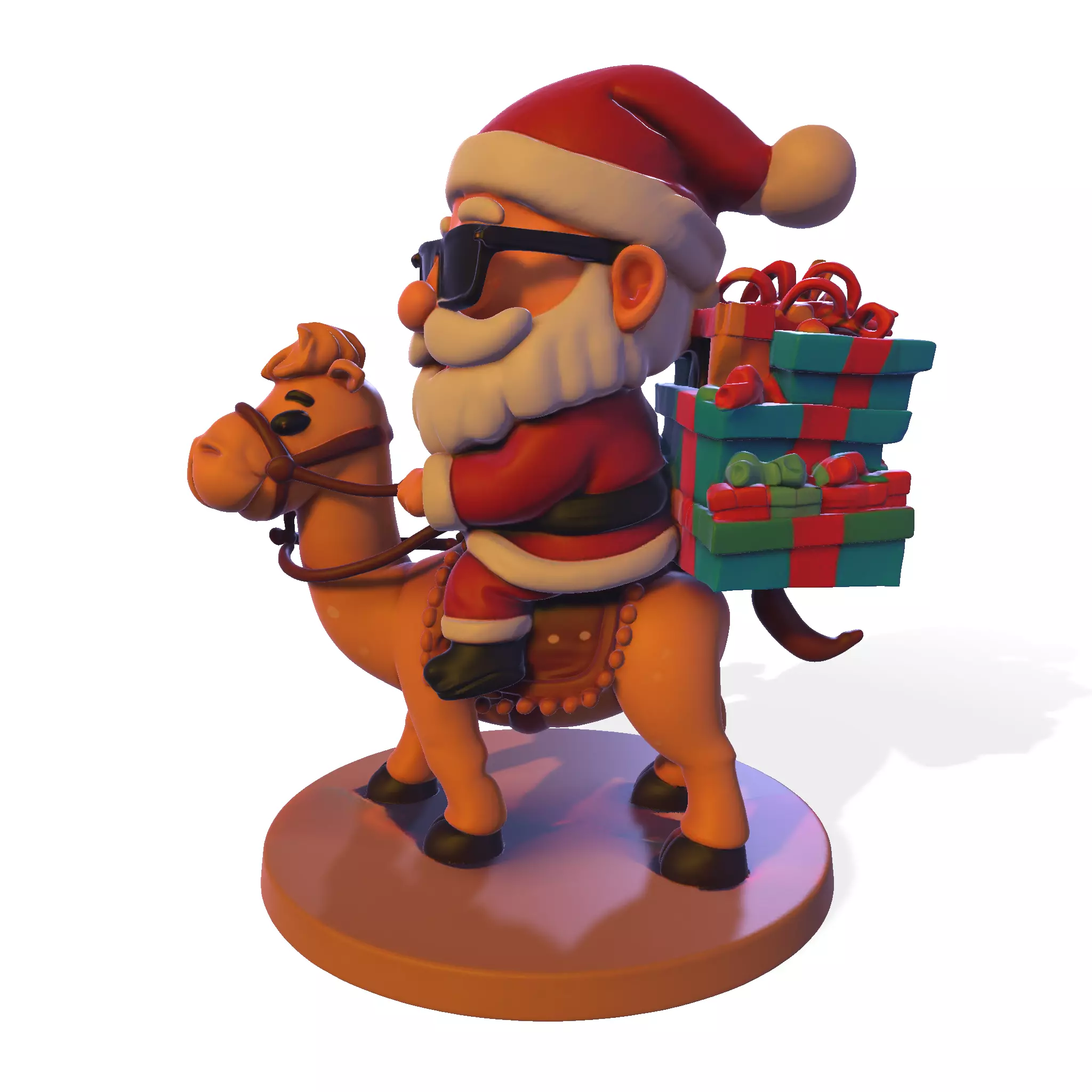 High Poly Santa Claus on Camel 3D Printable Figurine 3D print model_7