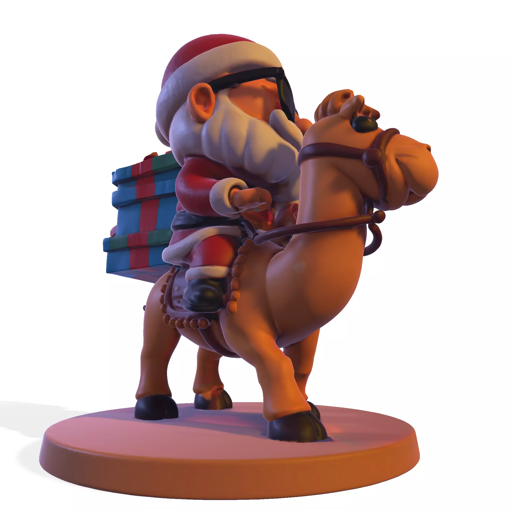 High Poly Santa Claus on Camel 3D Printable Figurine 3D print model_2