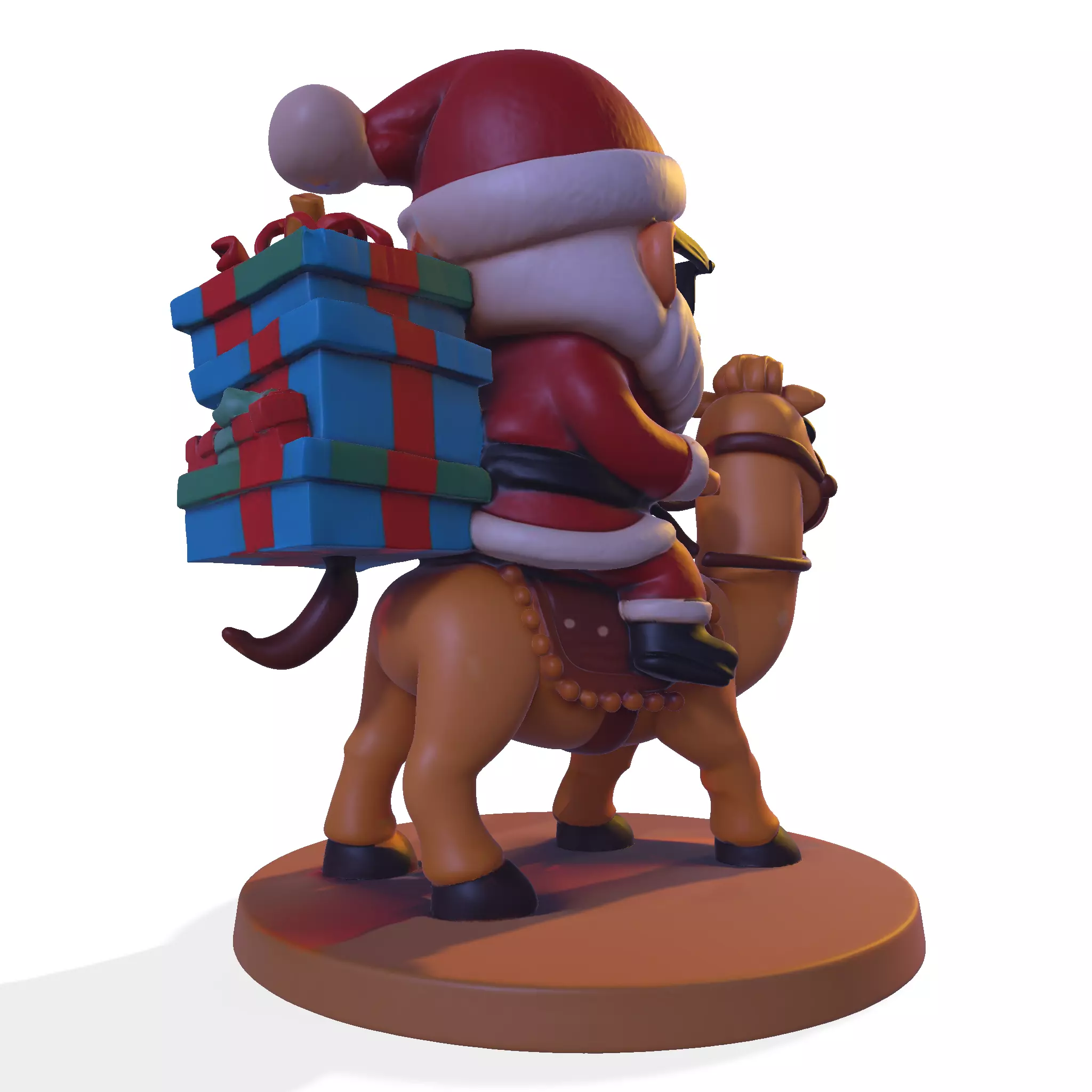 High Poly Santa Claus on Camel 3D Printable Figurine 3D print model_4