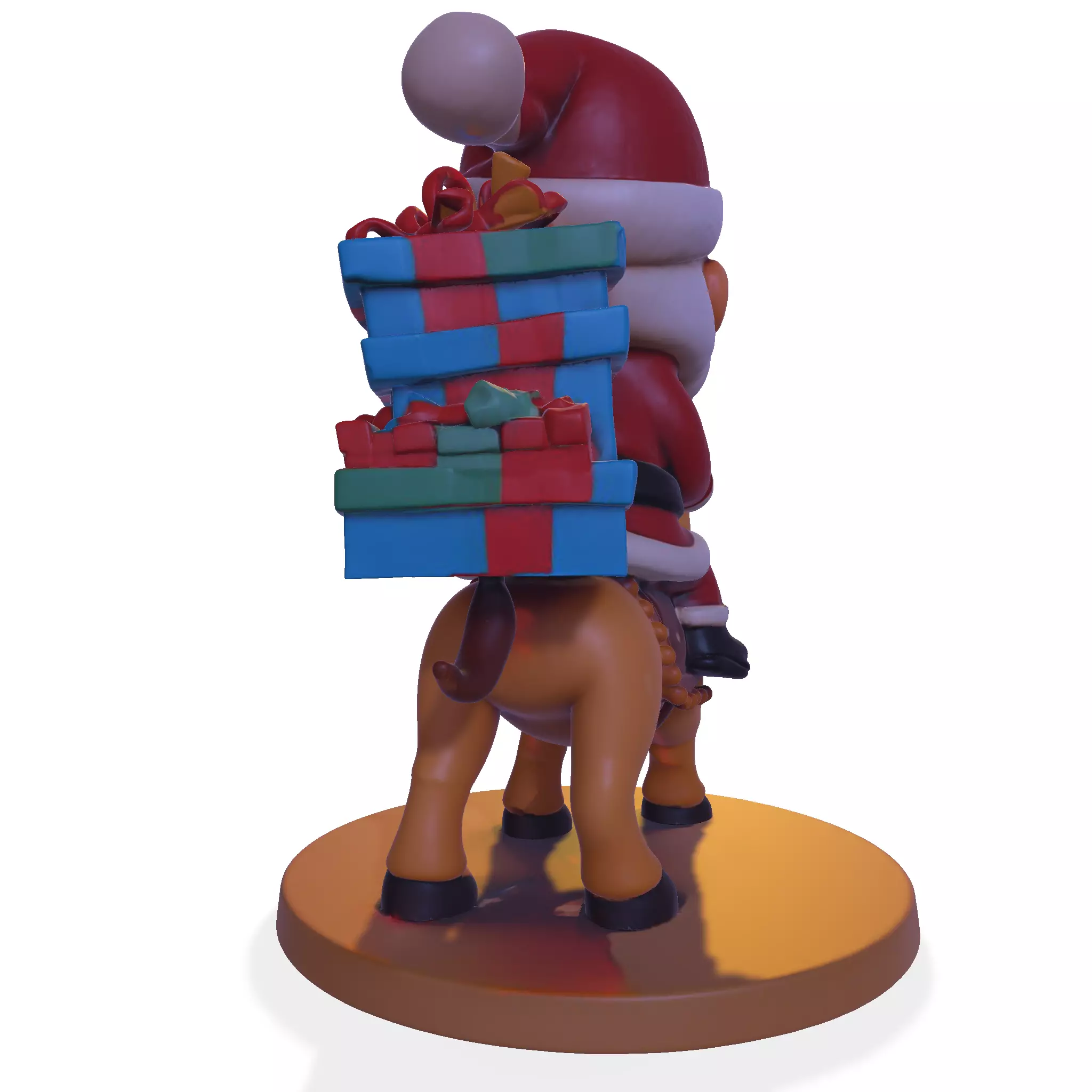 High Poly Santa Claus on Camel 3D Printable Figurine 3D print model_5