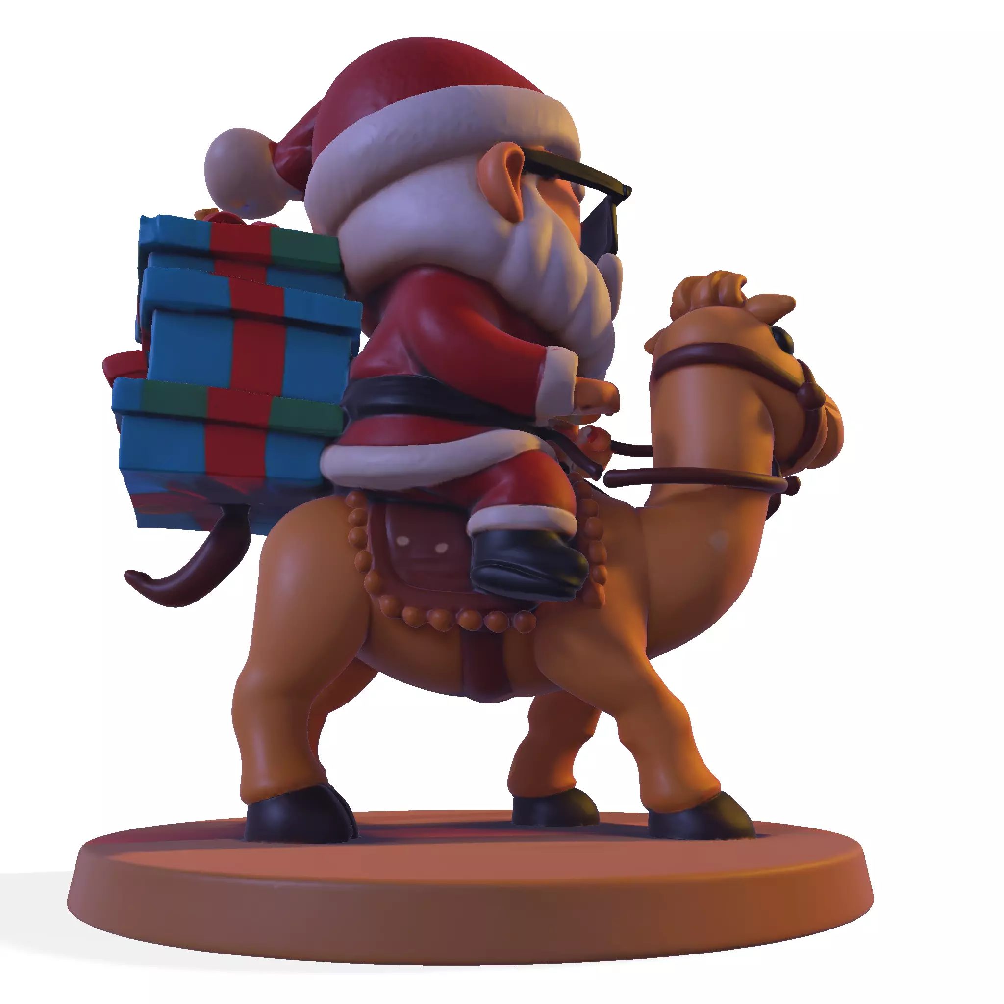 High Poly Santa Claus on Camel 3D Printable Figurine 3D print model_3