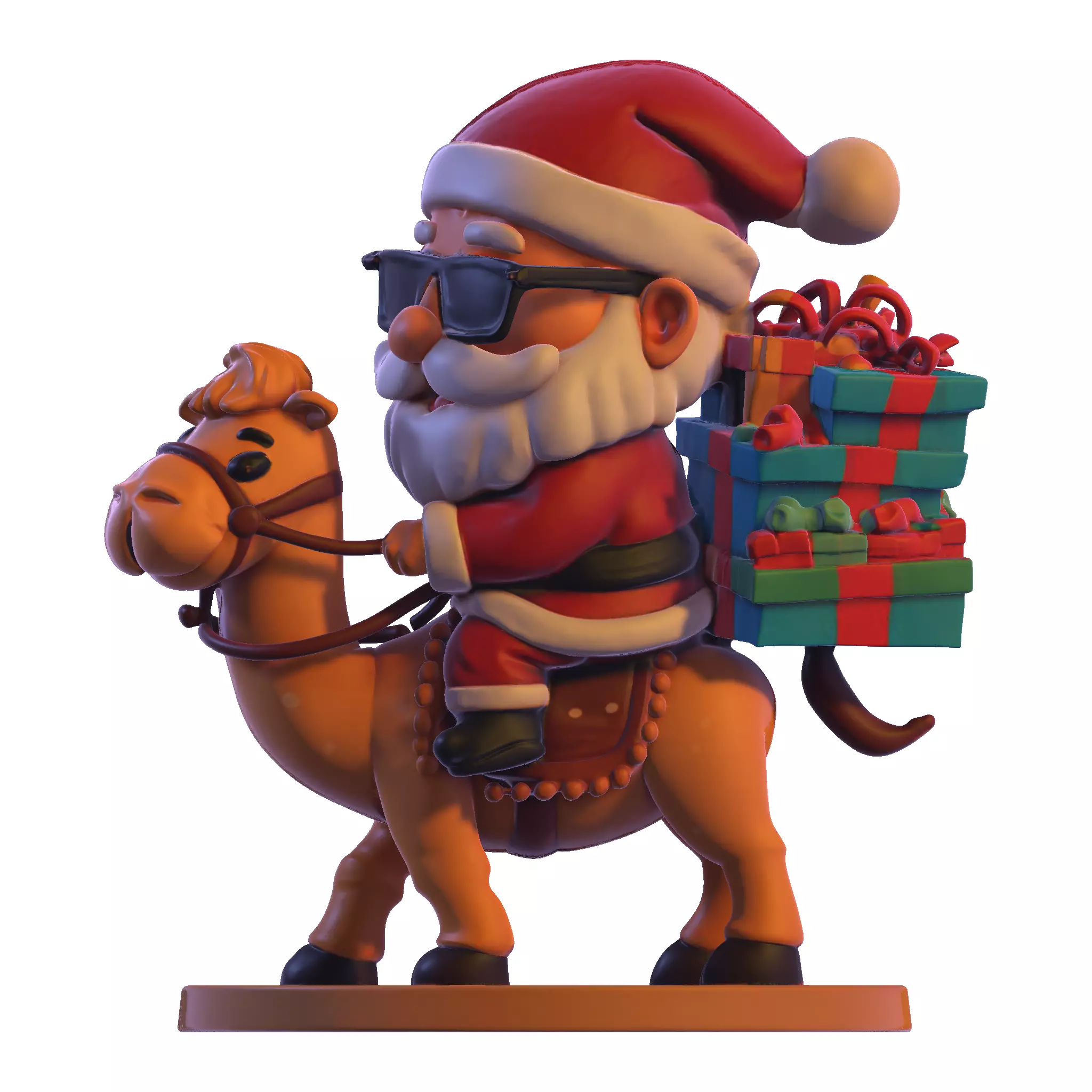High Poly Santa Claus on Camel 3D Printable Figurine 3D print model_21