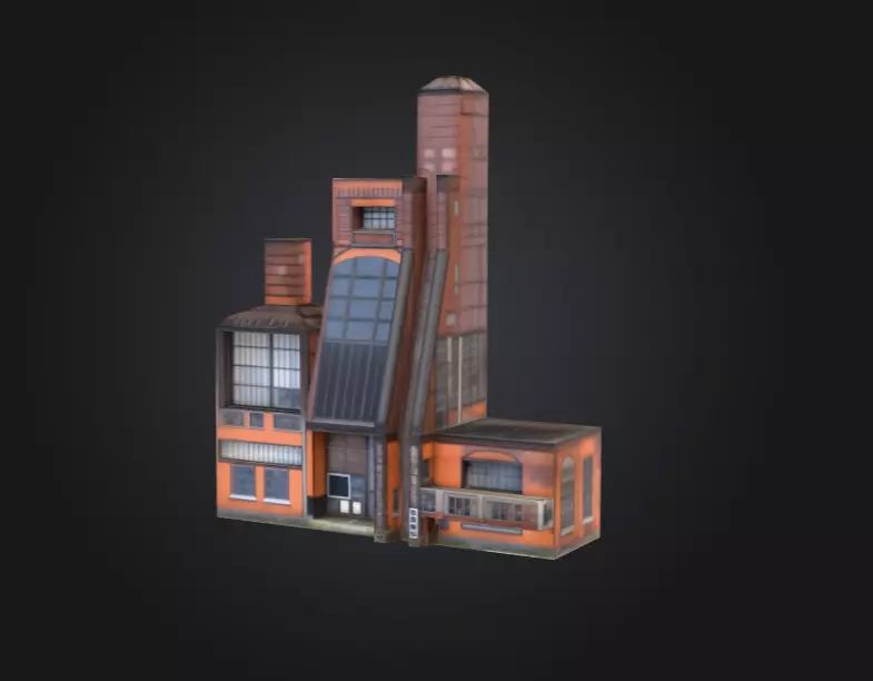 Industrial Factory Building Low-poly 3D model_8