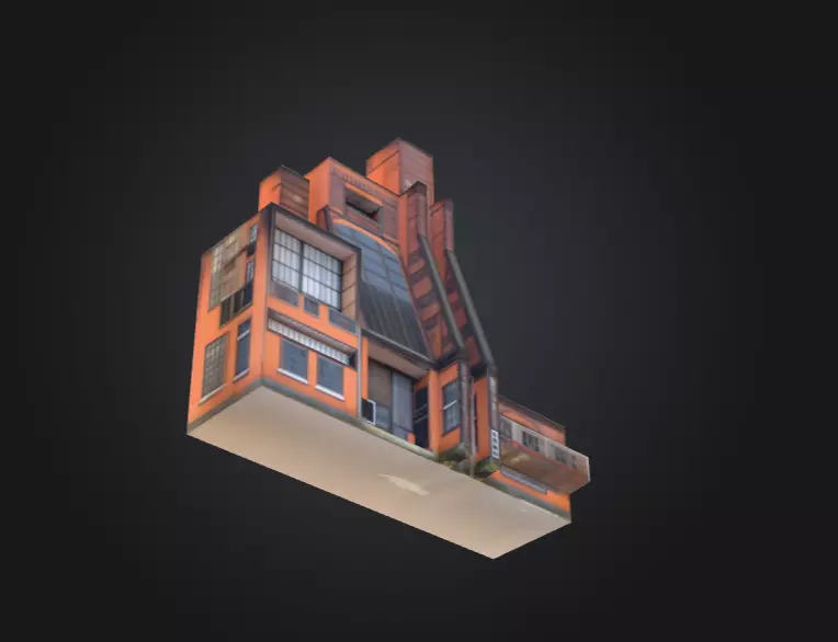 Industrial Factory Building Low-poly 3D model_13