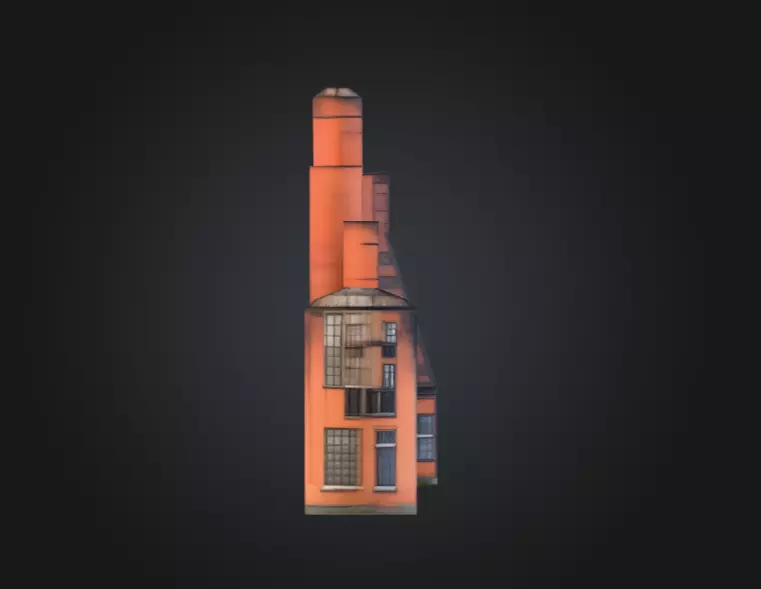 Industrial Factory Building Low-poly 3D model_3