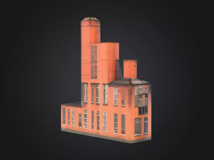 Industrial Factory Building Low-poly 3D model_4