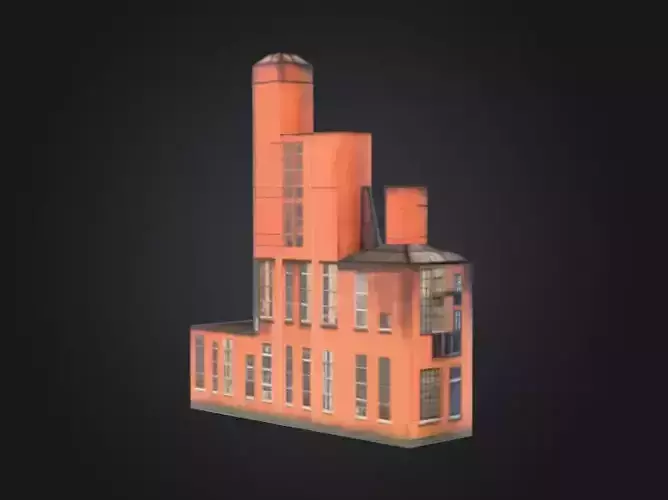 Industrial Factory Building Low-poly 3D model 5