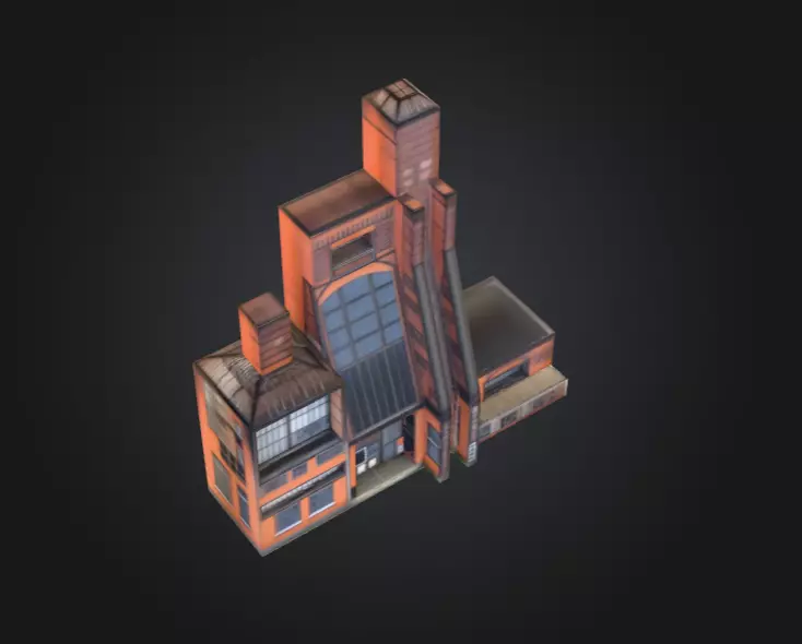 Industrial Factory Building Low-poly 3D model_10