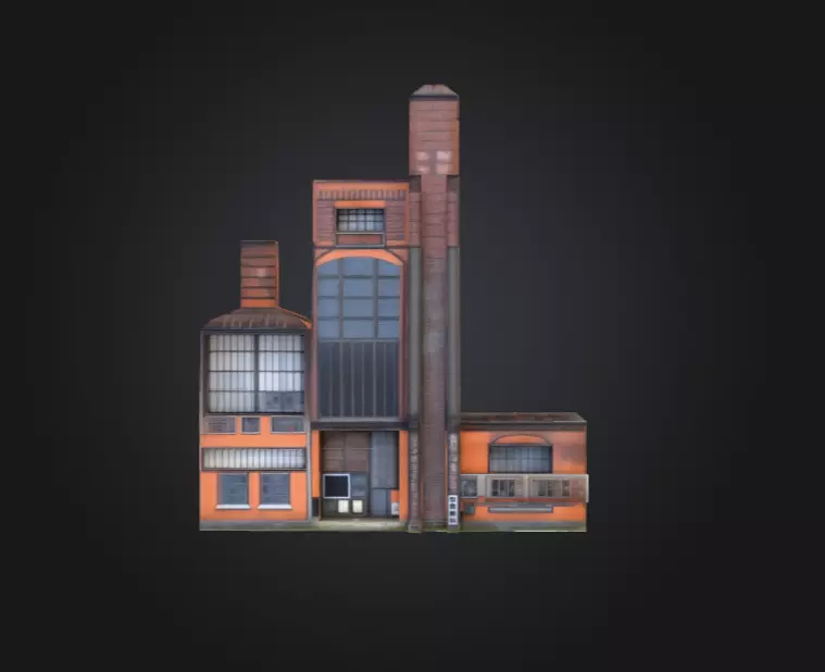Industrial Factory Building Low-poly 3D model_1