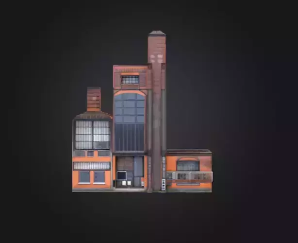 Industrial Factory Building Low-poly 3D model 2